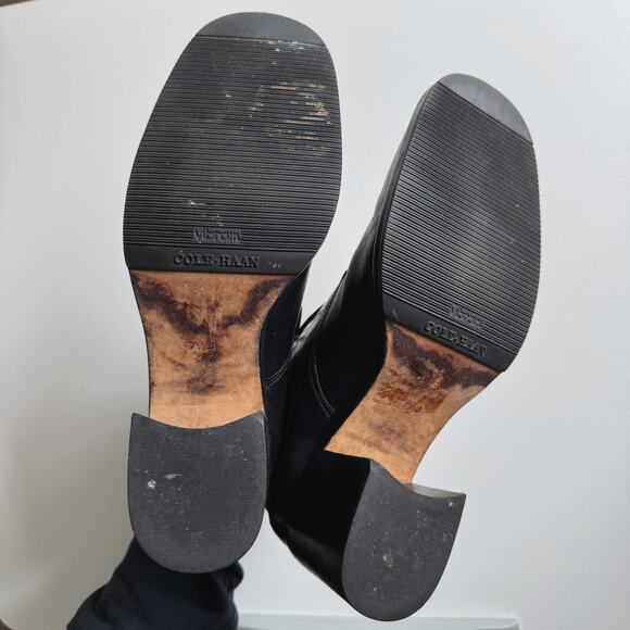 Vintage Y2K Cole Haan Black Leather Lace Up Booties Size 7-7.5 - Picture 8 of 9